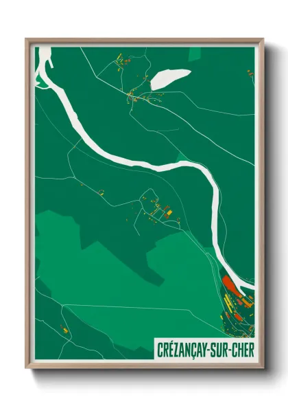 Une affiche de carte sur Crézançay-sur-Cher