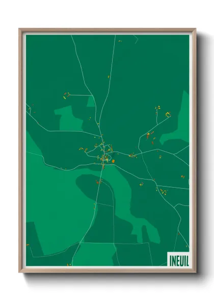 Une affiche de carte sur Ineuil