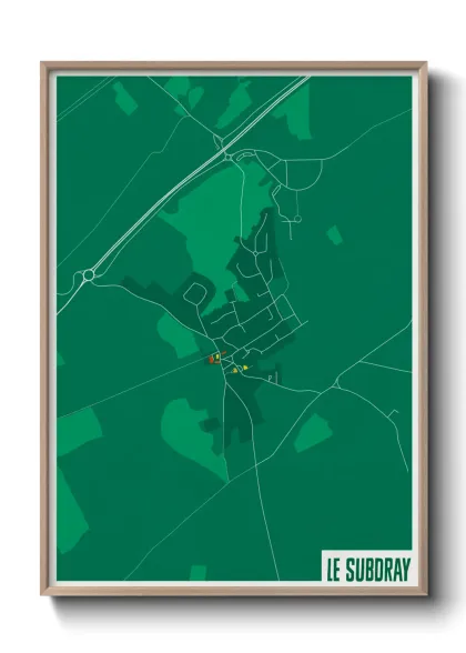 Une affiche de carte sur Le Subdray