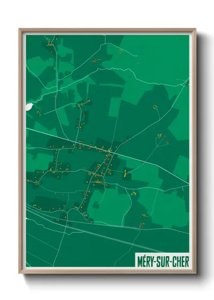 Une affiche de carte sur Méry-sur-Cher