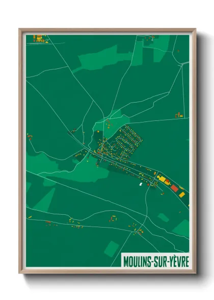 Une affiche de carte sur Moulins-sur-Yèvre