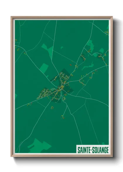 Une affiche de carte sur Sainte-Solange