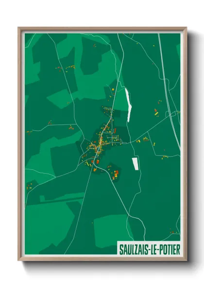 Une affiche de carte sur Saulzais-le-Potier