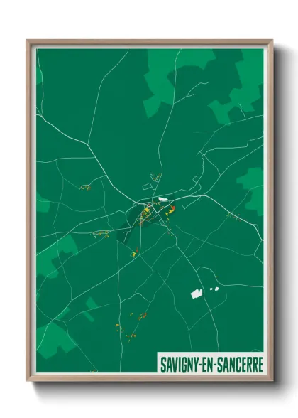 Une affiche de carte sur Savigny-en-Sancerre