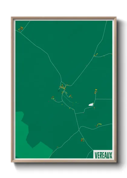 Une affiche de carte sur Vereaux