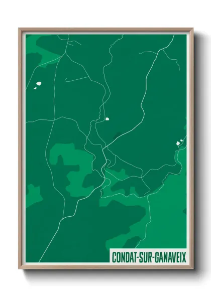 Une affiche de carte sur Condat-sur-Ganaveix