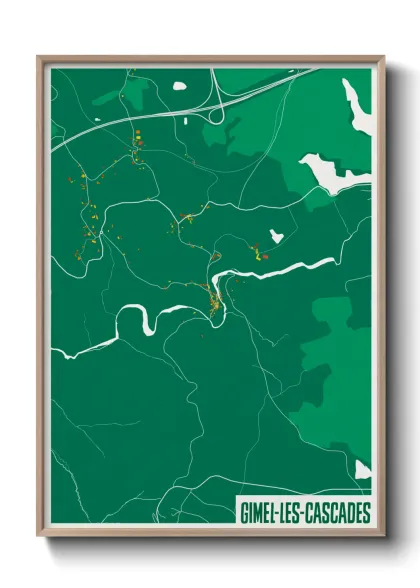 Une affiche de carte sur Gimel-les-Cascades