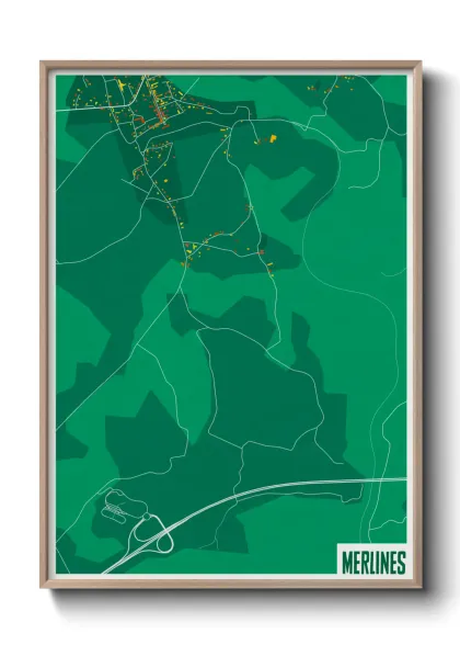 Une affiche de carte sur Merlines