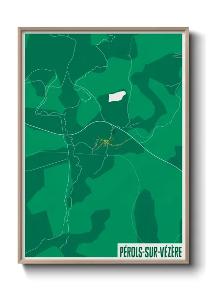 Une affiche de carte sur Pérols-sur-Vézère