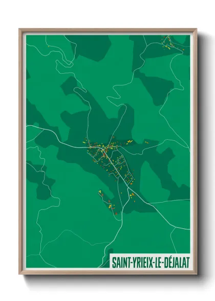 Une affiche de carte sur Saint-Yrieix-le-Déjalat