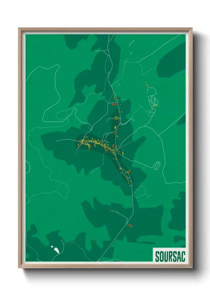 Une affiche de carte sur Soursac