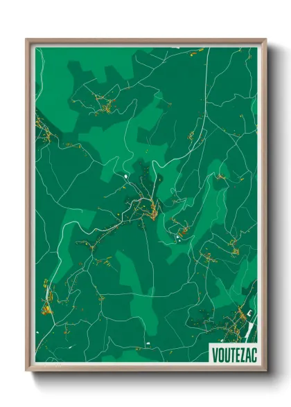 Une affiche de carte sur Voutezac