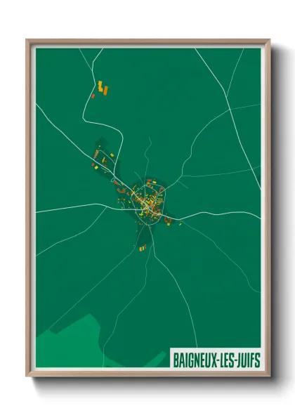 Une affiche de carte sur Baigneux-les-Juifs