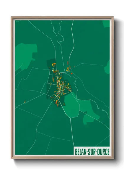 Une affiche de carte sur Belan-sur-Ource
