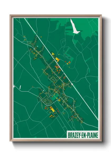 Une affiche de carte sur Brazey-en-Plaine