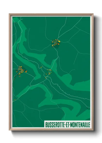 Une affiche de carte sur Busserotte-et-Montenaille
