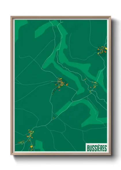 Une affiche de carte sur Bussières