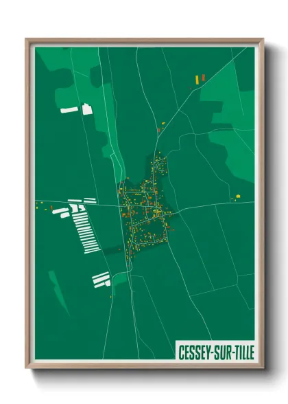 Une affiche de carte sur Cessey-sur-Tille