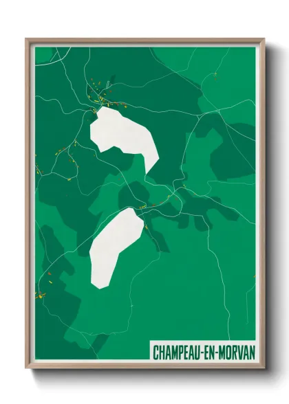 Une affiche de carte sur Champeau-en-Morvan