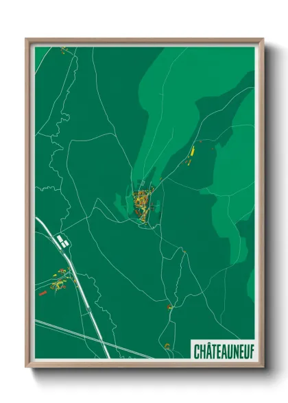 Une affiche de carte sur Châteauneuf