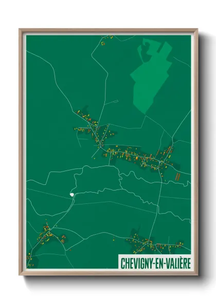 Une affiche de carte sur Chevigny-en-Valière