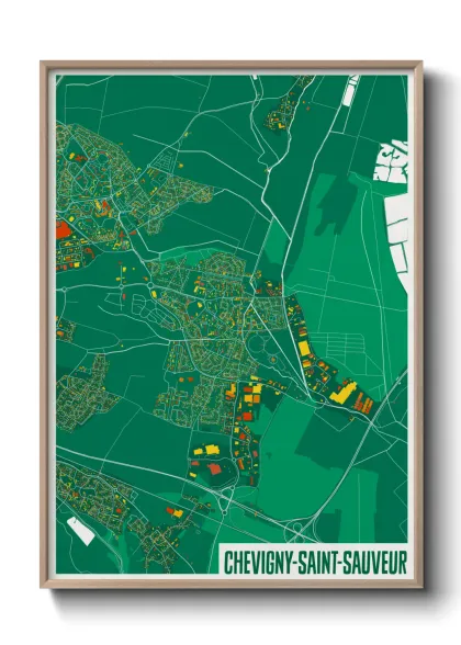 Une affiche de carte sur Chevigny-Saint-Sauveur