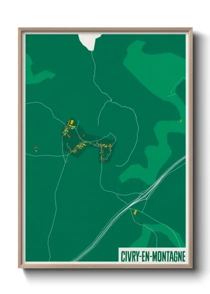Une affiche de carte sur Civry-en-Montagne