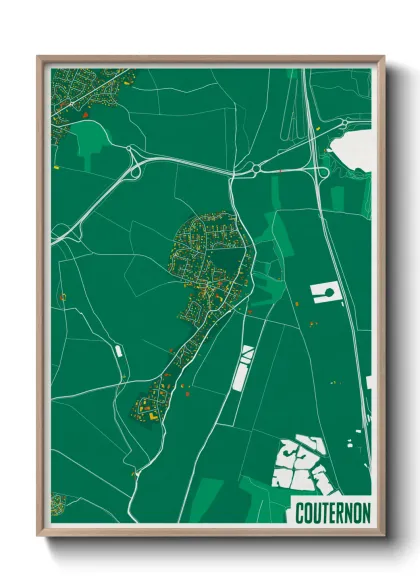 Une affiche de carte sur Couternon