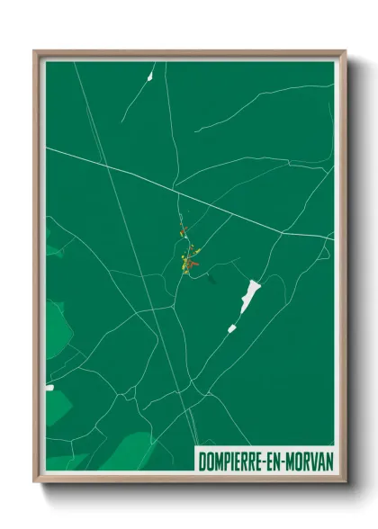 Une affiche de carte sur Dompierre-en-Morvan