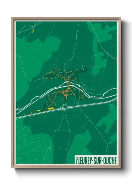Une affiche de carte sur Fleurey-sur-Ouche