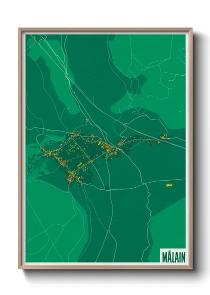 Une affiche de carte sur Mâlain