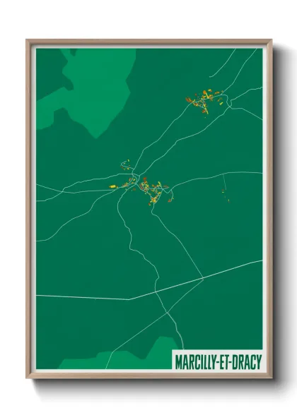 Une affiche de carte sur Marcilly-et-Dracy