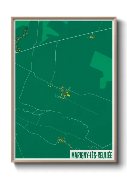 Une affiche de carte sur Marigny-lès-Reullée