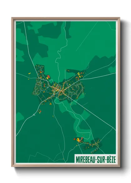 Une affiche de carte sur Mirebeau-sur-Bèze
