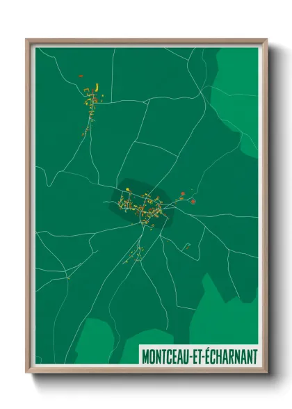 Une affiche de carte sur Montceau-et-Écharnant