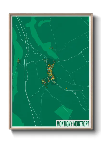 Une affiche de carte sur Montigny-Montfort