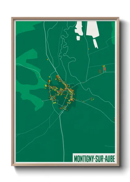 Une affiche de carte sur Montigny-sur-Aube