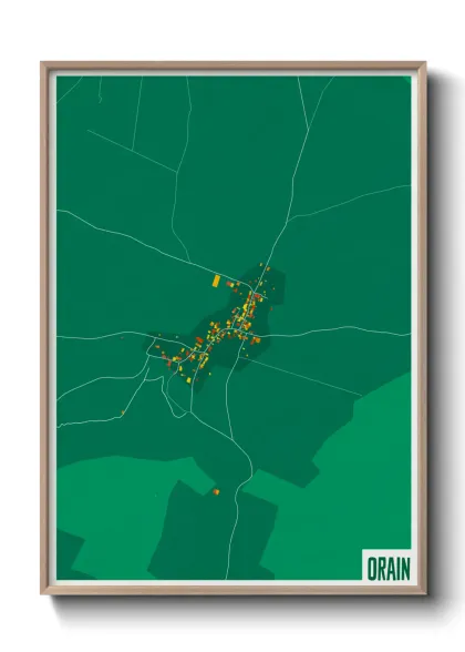 Une affiche de carte sur Orain