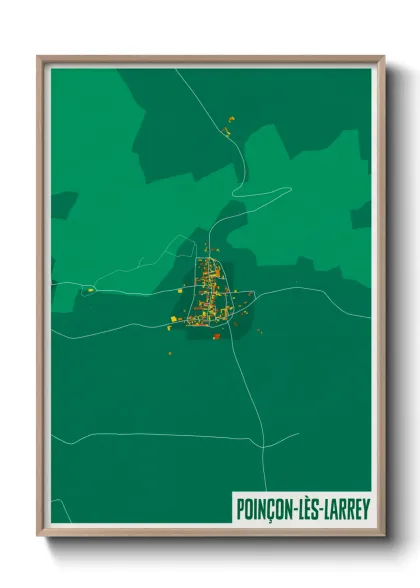 Une affiche de carte sur Poinçon-lès-Larrey