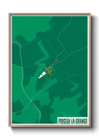 Une affiche de carte sur Poiseul-la-Grange