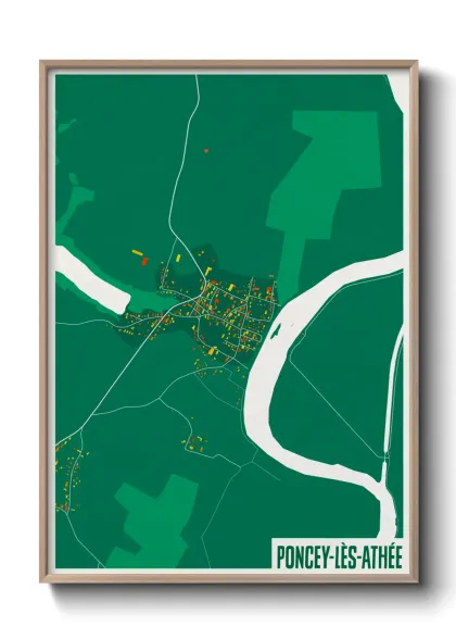 Une affiche de carte sur Poncey-lès-Athée
