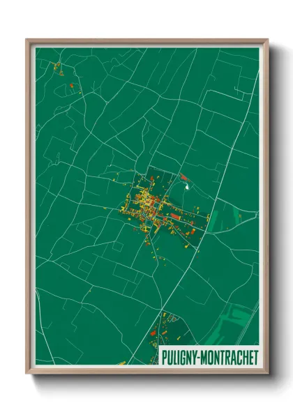 Une affiche de carte sur Puligny-Montrachet