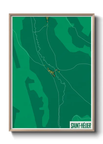 Une affiche de carte sur Saint-Hélier