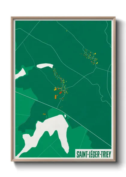 Une affiche de carte sur Saint-Léger-Triey