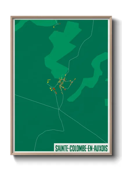 Une affiche de carte sur Sainte-Colombe-en-Auxois