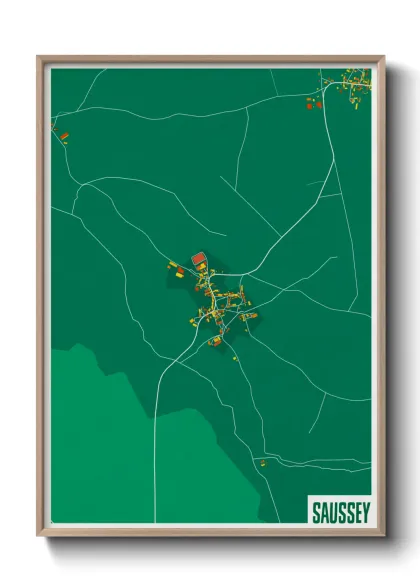 Une affiche de carte sur Saussey