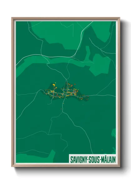 Une affiche de carte sur Savigny-sous-Mâlain