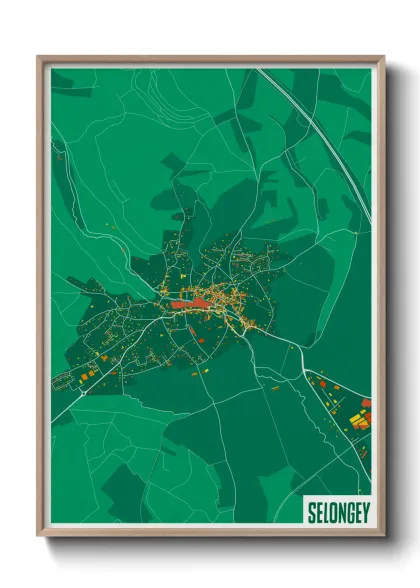 Une affiche de carte sur Selongey
