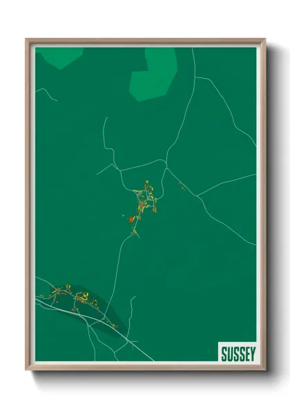 Une affiche de carte sur Sussey