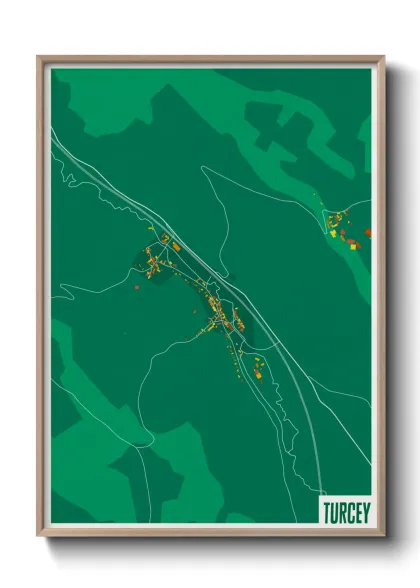 Une affiche de carte sur Turcey